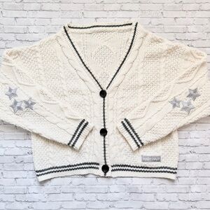 Taylor Swift Folklore Cream Cardigan with Silver Star Sleeve